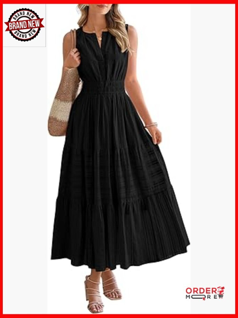Sleeveless V-Neck Flowy Maxi Dress with Pockets